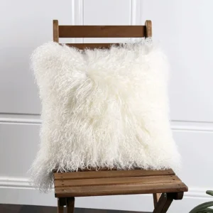 Curly pillow- Mongolian sheepskin pillow white cushion